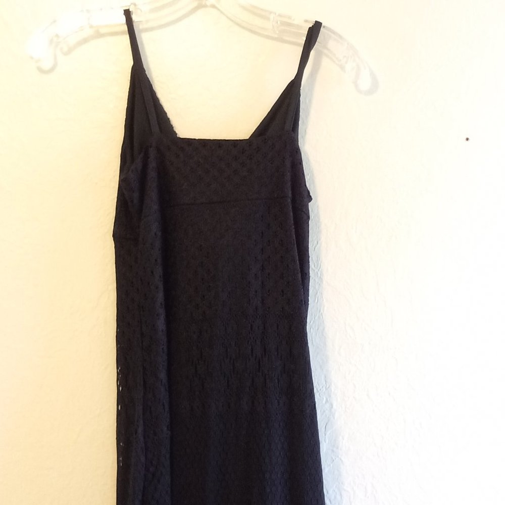 Vintage 90s Black Crochet Pointelle Maxi Slip Dress - Picture 7 of 15